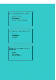 English Worksheet: Cambridge interview card prompts