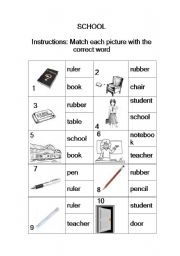 English worksheet: SCHOOL