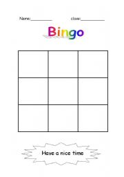 English worksheet: bingo