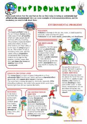 English Worksheet: ENVIRONMENTAL PROBLEMS