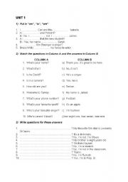 English worksheet: am/is/are