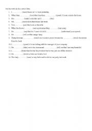 English Worksheet: irregular verbs exercise