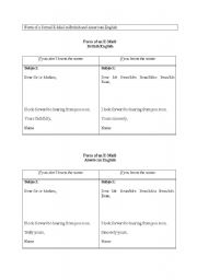 English worksheet: Forms of formal E-Mails in British and American English 