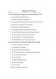 English Worksheet: Adjective and Adverb Quiz