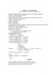 English worksheet: Subject-Verb Agreement