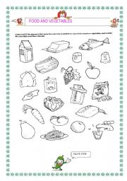 English Worksheet: FOOD AND VEGETABLES