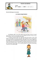 English Worksheet: READING COMPREHENSION AND WRITING - 