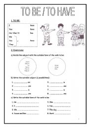 English Worksheet: to be / to have (3 pages)