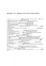 English Worksheet: Practice on Present, Past and Future tenses