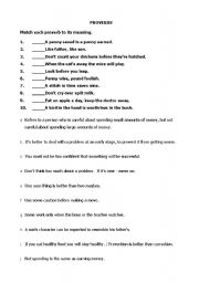 English worksheet: Proverbs