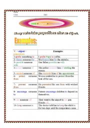 English Worksheet: verb + object + preposition