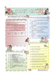 English Worksheet: Present Simple - affirmative form