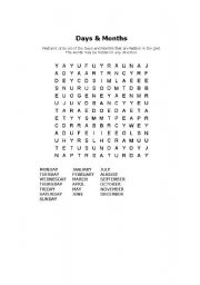 English Worksheet: days and months