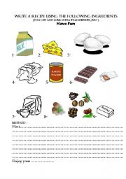 English worksheet: recipe -food 