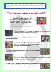 English Worksheet: What happens before a football match? 