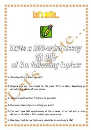 English Worksheet: Lets write! (10 essay topics)