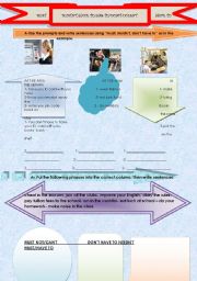 English Worksheet: MUST-MUSTNT-HAVE TO-DONT HAVE TO