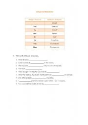 English worksheet: Reflexive pronouns