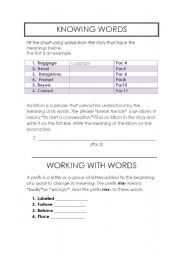 English worksheet: Reading, New words