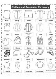 English Worksheet: CLOTHES AND ACCESORIES PICTIONARY