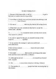 English Worksheet: word formation