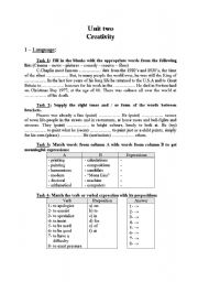 English worksheet: Creativity