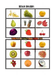 English Worksheet: FRUIT BINGO