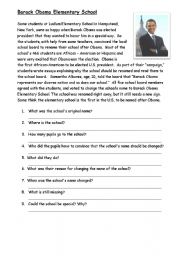 English Worksheet: Barack Obama Elementry School