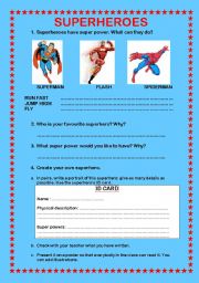 English Worksheet: SUPERHEROES