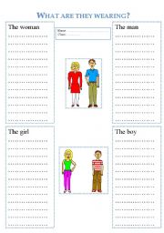 English worksheet: What are they wearing?