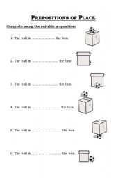 English Worksheet: Prepositions of  Place