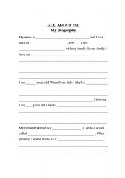 English worksheet: Biography Templace