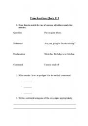 English Worksheet: Punctuation Quiz