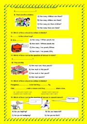 English Worksheet: Part 2,Test for  young learners