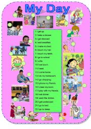 English Worksheet: My day#1