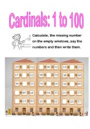 English Worksheet: cardinal numbers:1-100