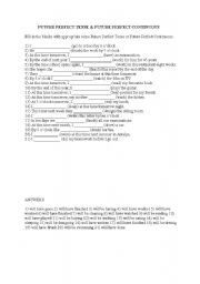 English Worksheet: FUTURE PERFECT TENSE AND FUTURE PERFECT CONTINUOUS TENSE