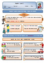 English Worksheet: PRESENT SIMPLE - NEGATIVE 