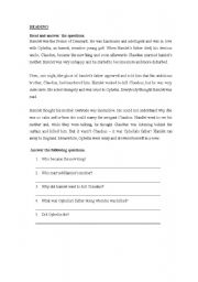 English Worksheet: READING