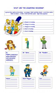 English Worksheet: What are the Simpsons wearing?