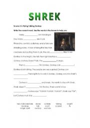 English Worksheet: Shrek 1: Scene 2 