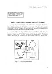 English Worksheet: the best seating arrangement for a class