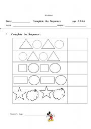 English worksheet: Complete the Sequence