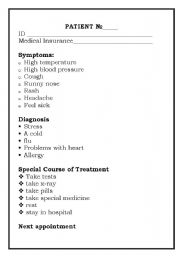 English Worksheet: diseases and treatment