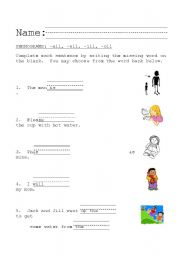 English worksheet: phonograms -all, -ell, -ill, -oll