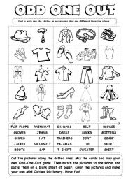 English Worksheet: Odd-One-Out (6/6)