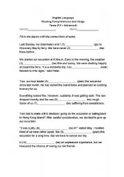 English Worksheet: Passage of tenses usage