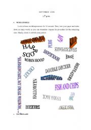 English Worksheet: word jumble