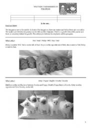 English worksheet: prepositions / written comprehension