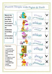 English Worksheet: Present simple with Piglet and Pooh